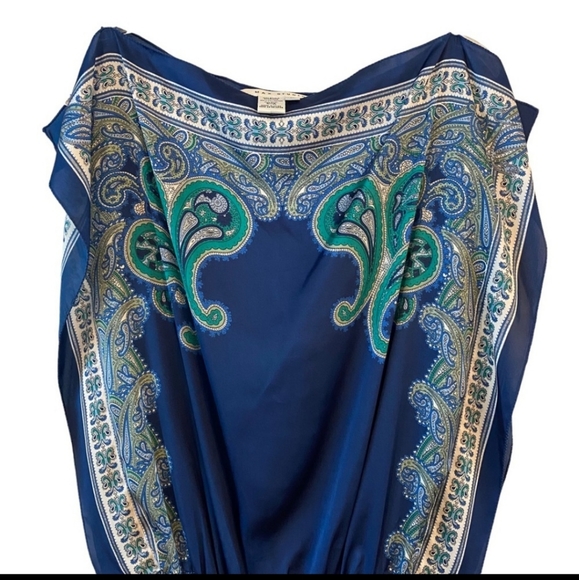 Max Studio | Short Flowy Blouson Handkerchief Dress w/ Boho Pattern M - Picture 2 of 13